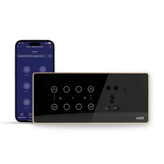 AZIOT Premium Smart Switch Panel 8M 4SW+2Fan+Socket