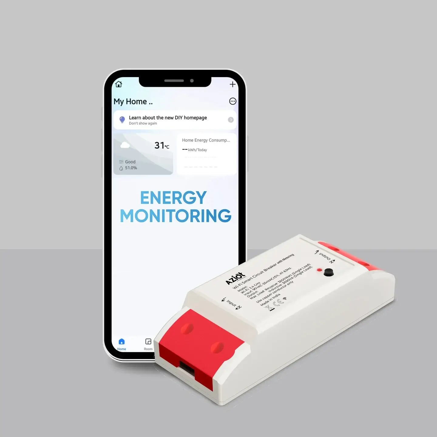AZIOT Smart Wi-Fi Circuit Breaker 16A with Energy Monitoring
