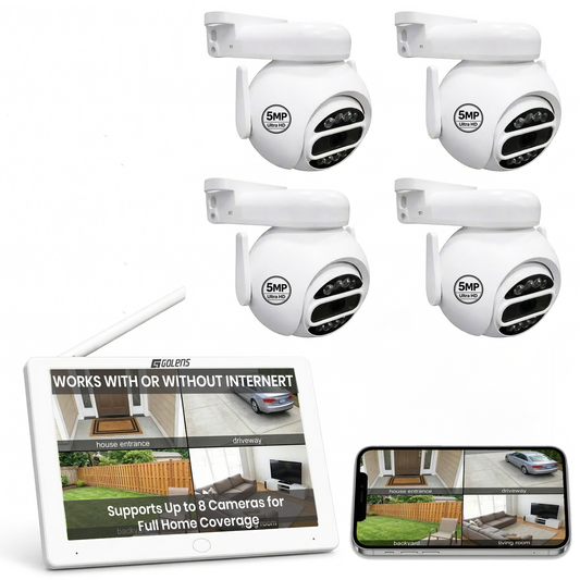 WC05S 5MP Wi-Fi NVR CCTV Kit 4 PTZ Cameras 10.1" Display