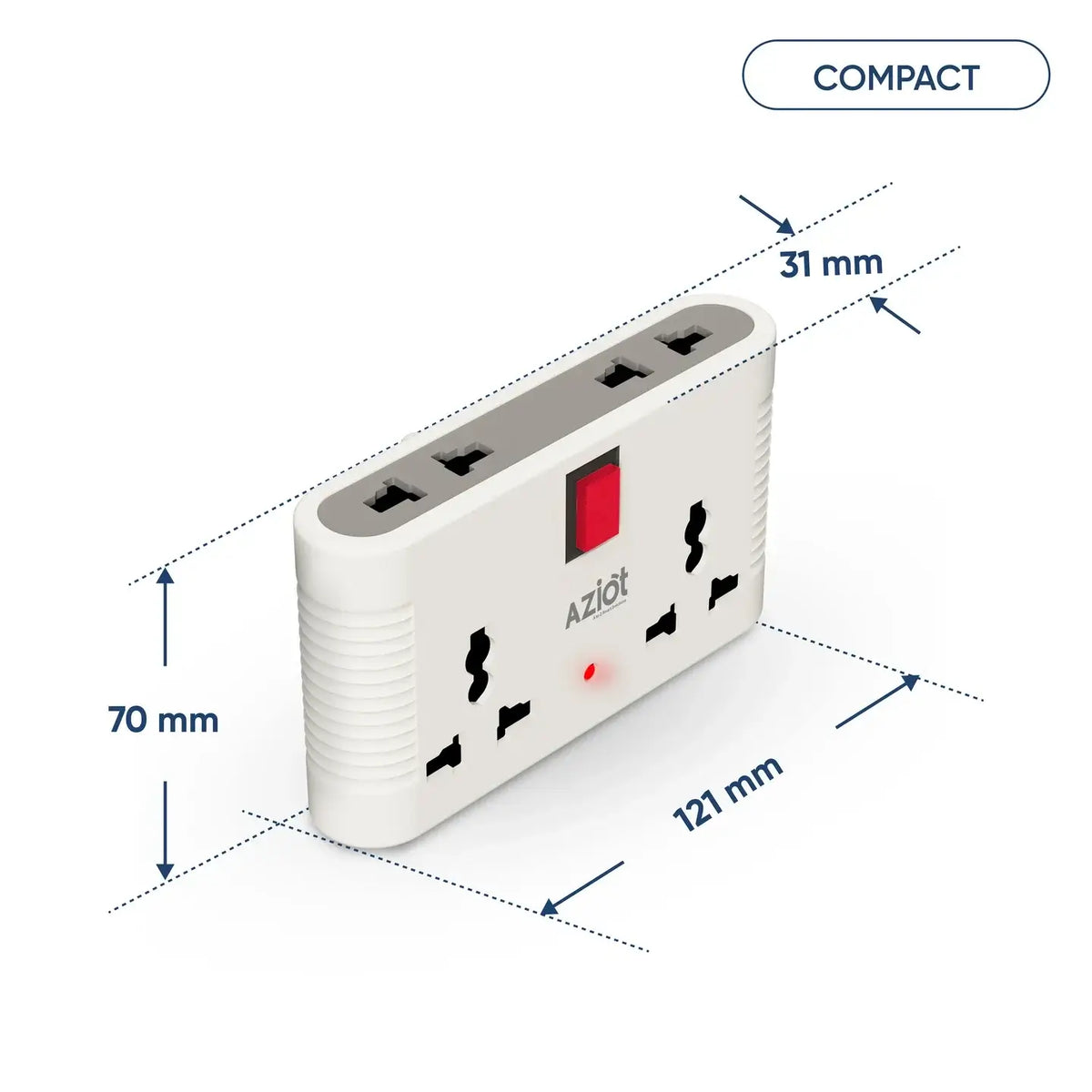 AZIOT Smart 4-Way Multi Plug Adaptor (WiFi + BLE)