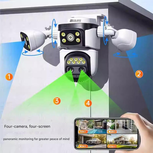 Golens WC22K 4-Lens 360ยฐ Panoramic Security Camera 10X Hybrid Zoom