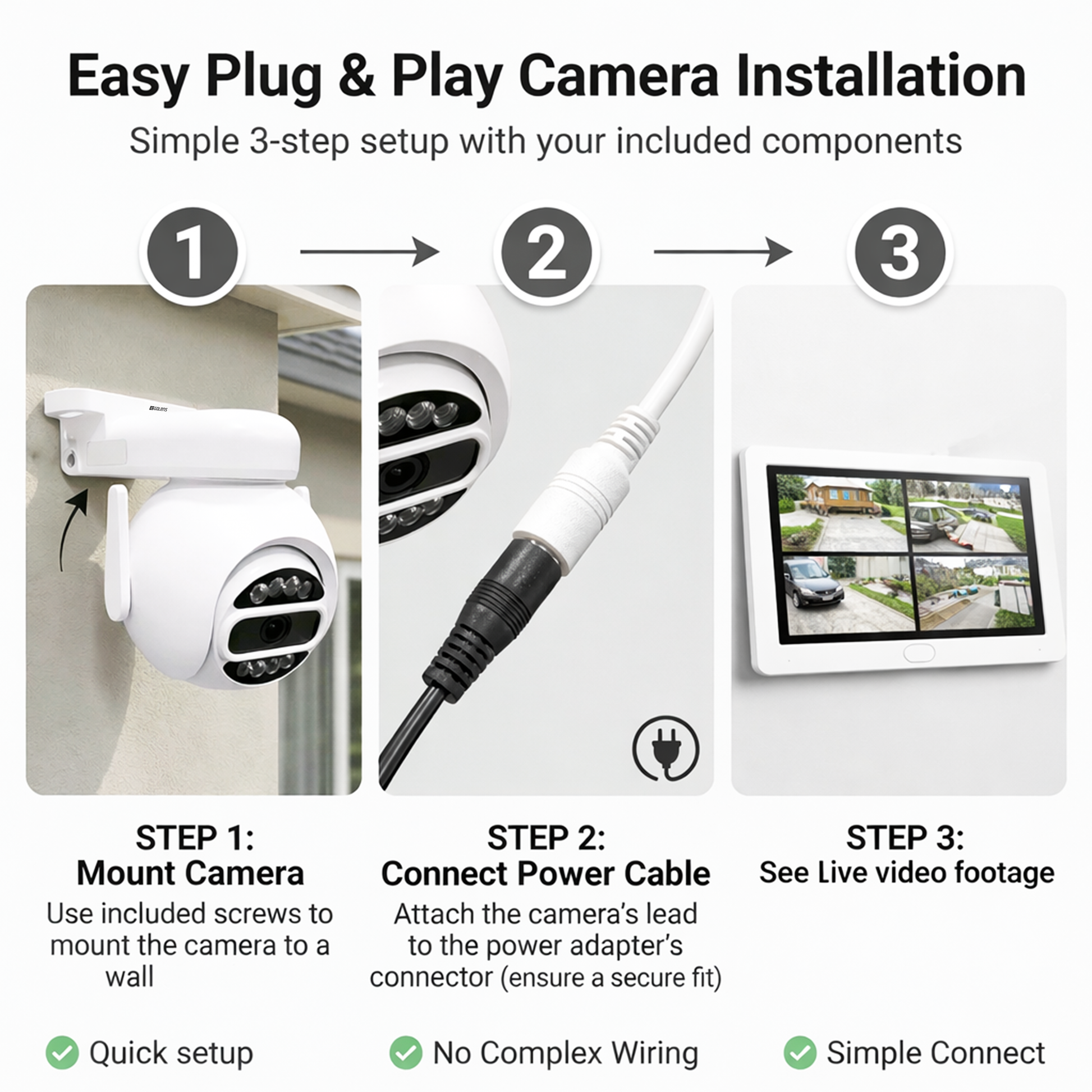 WC05S 5MP Wi-Fi NVR CCTV Kit 4 PTZ Cameras 10.1" Display