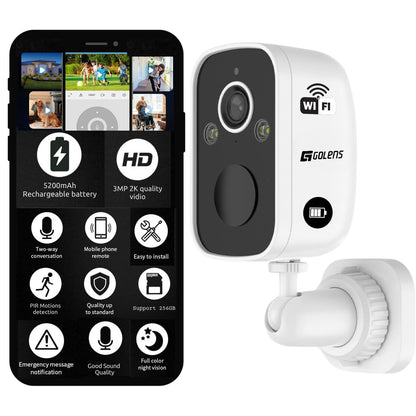 Golens WC09K 2K WiFi CCTV Camera 5000mAh Rechargeable Battery