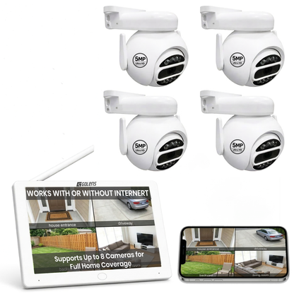 WC05S 5MP Wi-Fi NVR CCTV Kit 4 PTZ Cameras 10.1" Display