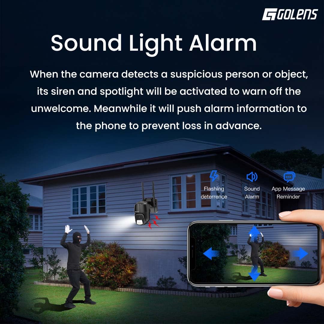 Golens WC12K Wi-Fi 3MP CCTV Camera PTZ 2K Home Outdoor Security