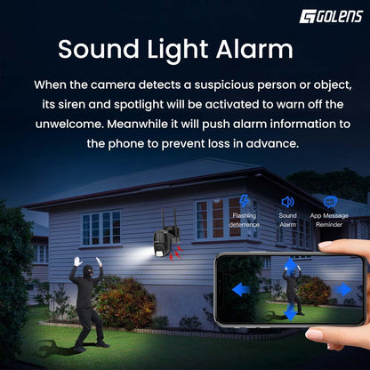 Golens WC12K Wi-Fi 3MP CCTV Camera PTZ 2K Home Outdoor Security
