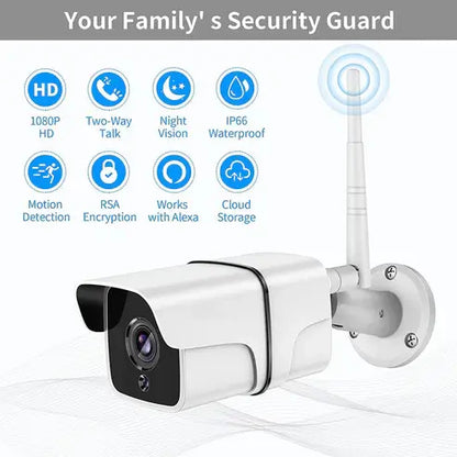 OKOS Smart Bullet Security Camera | 1080P Full HD | Wi-Fi + Ethernet | Outdoor IP Camera | Tuya Smart