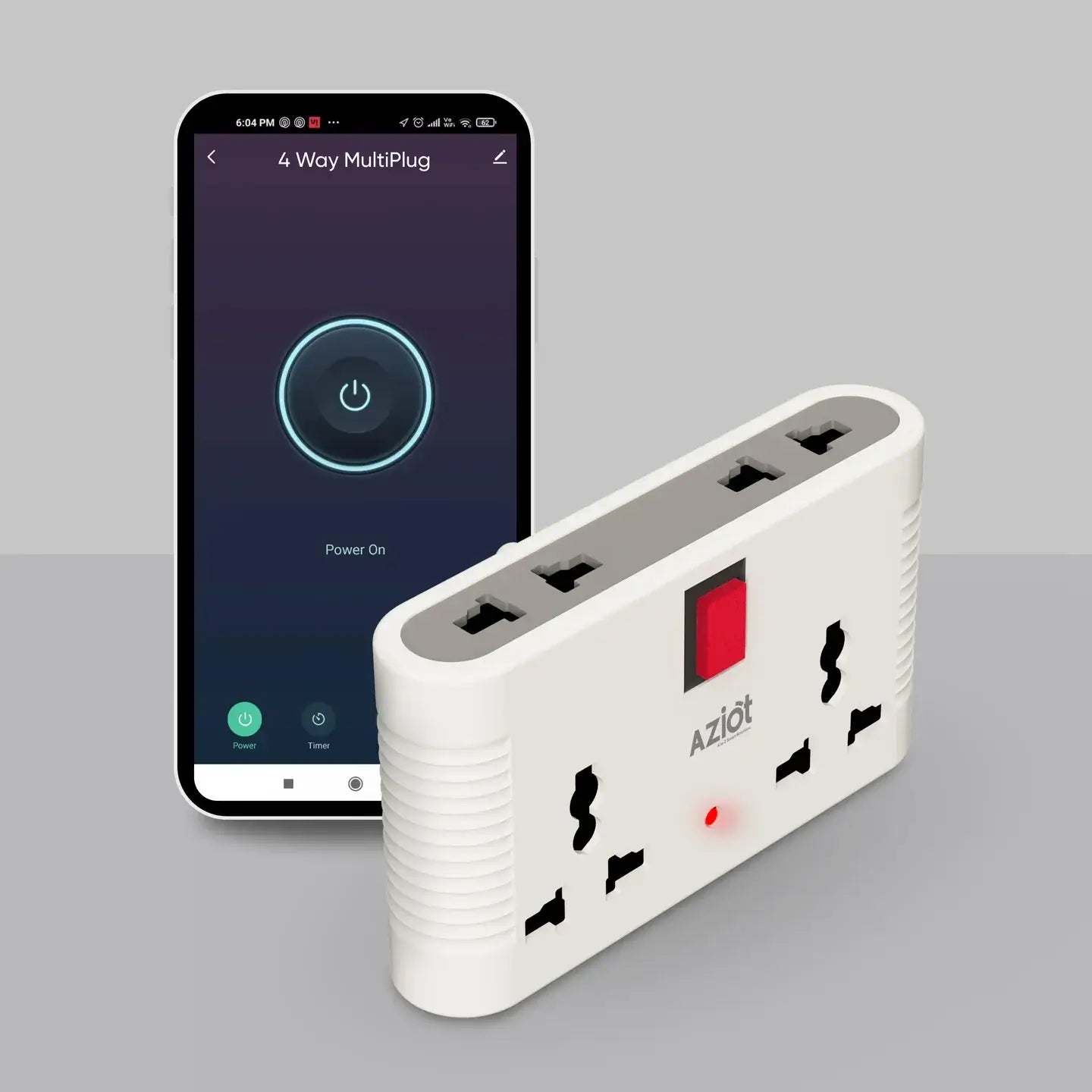AZIOT Smart 4-Way Multi Plug Adaptor (WiFi + BLE)