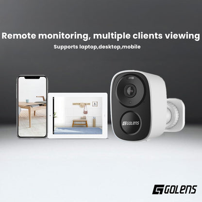 Golens WC09K 2K WiFi CCTV Camera 5000mAh Rechargeable Battery