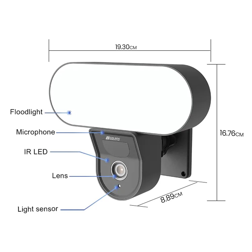 Golens V59 2MP Smart Floodlight IP Camera Wi-Fi PIR Night Vision