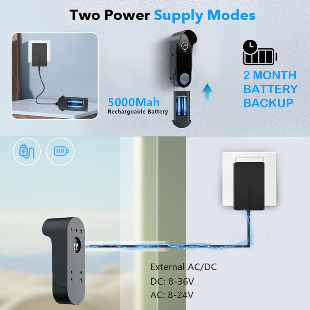 DB1 Wireless Video Intercom System 8" Touch Screen Monitor 1080P Doorbell Camera