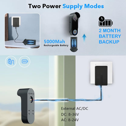 DB1 Wireless Video Intercom System 8" Touch Screen Monitor 1080P Doorbell Camera