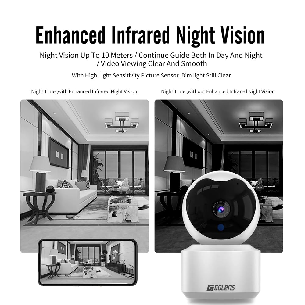 Golens V60 2MP HD 360° WiFi CCTV Camera Pan/Tilt Night Vision