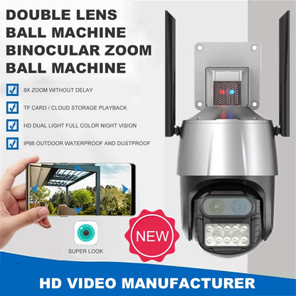 Golens V57 8MP Dual Lens WiFi CCTV Camera Dome PTZ Night Vision