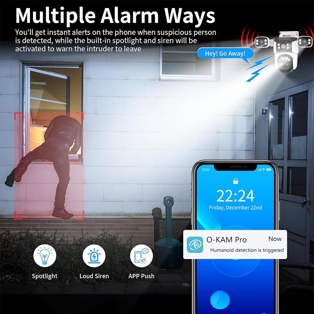 Golens WC22K 4-Lens 360° Panoramic Security Camera 10X Hybrid Zoom