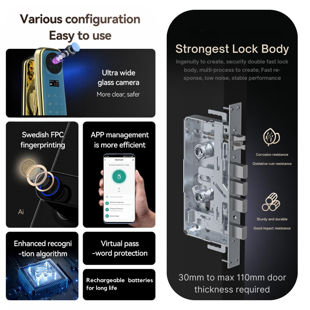 X17 Smart Door Lock 3D Face Recognition Wi-Fi 8-in-1