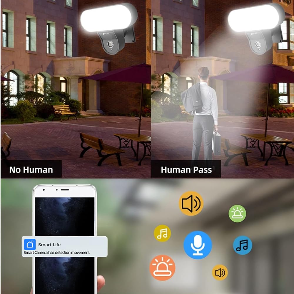 Golens V59 2MP Smart Floodlight IP Camera Wi-Fi PIR Night Vision