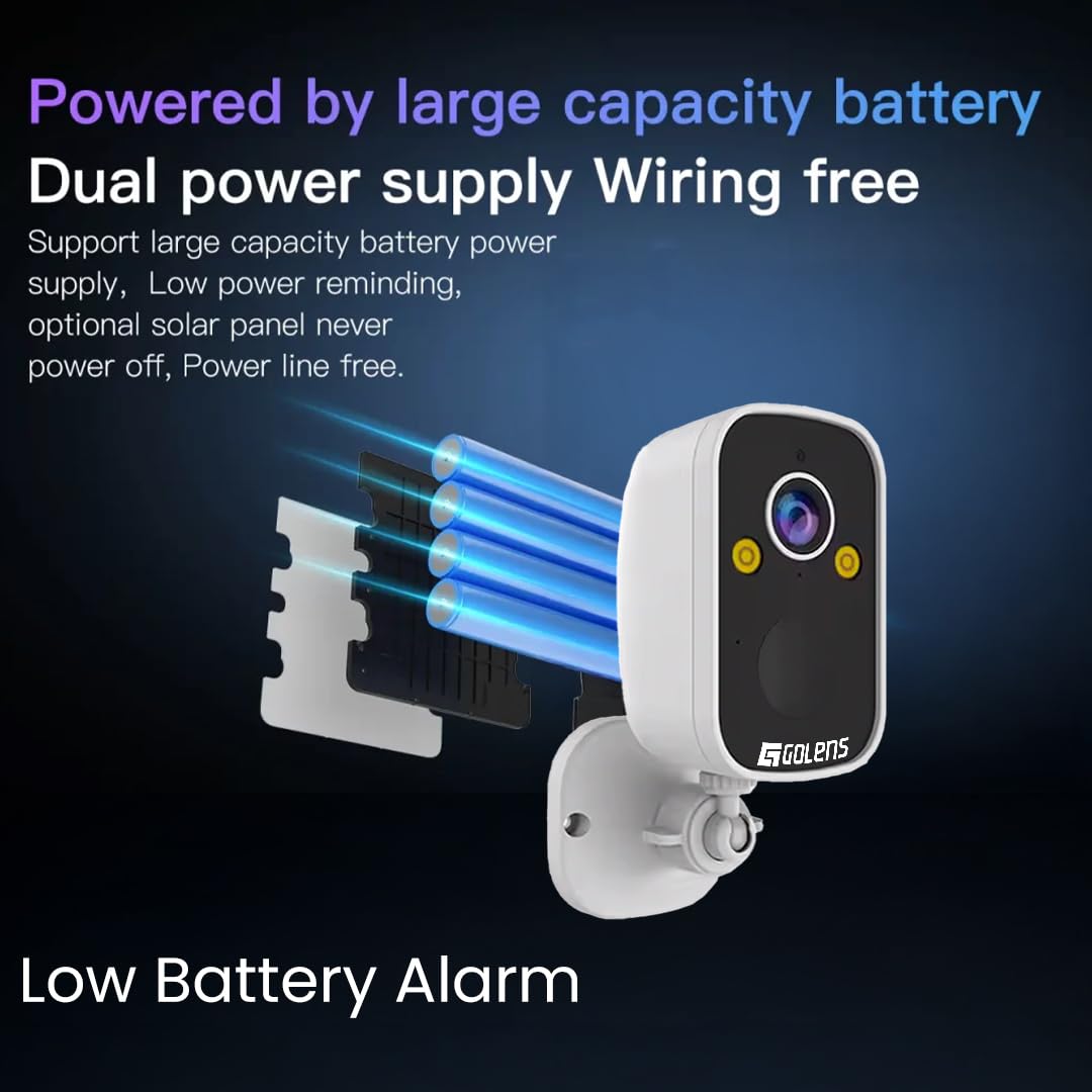 Golens WC09K 2K WiFi CCTV Camera 5000mAh Rechargeable Battery