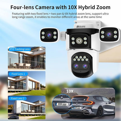 Golens WC22K 4-Lens 360° Panoramic Security Camera 10X Hybrid Zoom