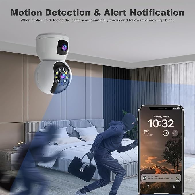 Golens WC07K 3MP+3MP Dual Lens WiFi CCTV Camera Dome PTZ Night Vision