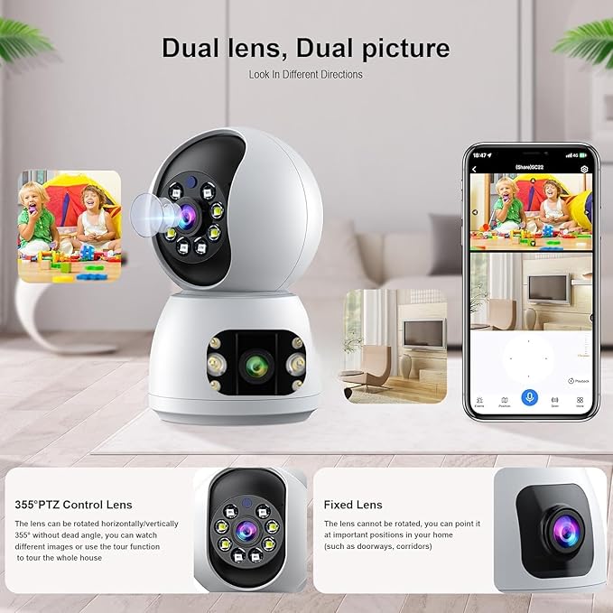 Golens WC07K 3MP+3MP Dual Lens WiFi CCTV Camera Dome PTZ Night Vision