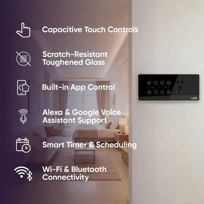 AZIOT Premium Smart Switch Panel 8M 4SW+2Fan+Socket
