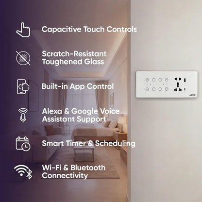 AZIOT Premium Smart Switch Panel 8M 4SW+2Fan+Socket