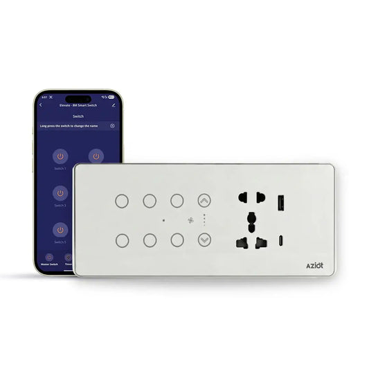 AZIOT Premium Smart Switch Panel 8M - 6SW+Fan+Socket