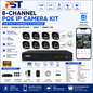 PST 8-Channel 4MP PoE IP Camera Kit with 8 Outdoor Cameras | H.265