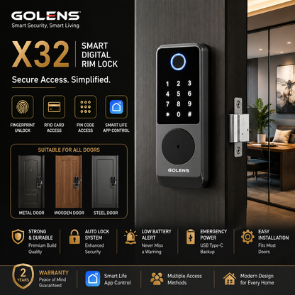 GOLENS X32 Smart Digital Rim Lock