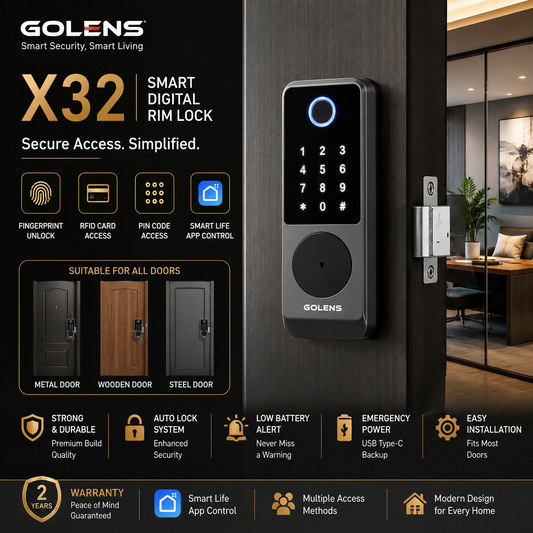 GOLENS X32 Smart Digital Rim Lock