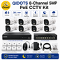 QIDOTS 8MP 4K PoE Bullet Security Cameras – Pack of 8
