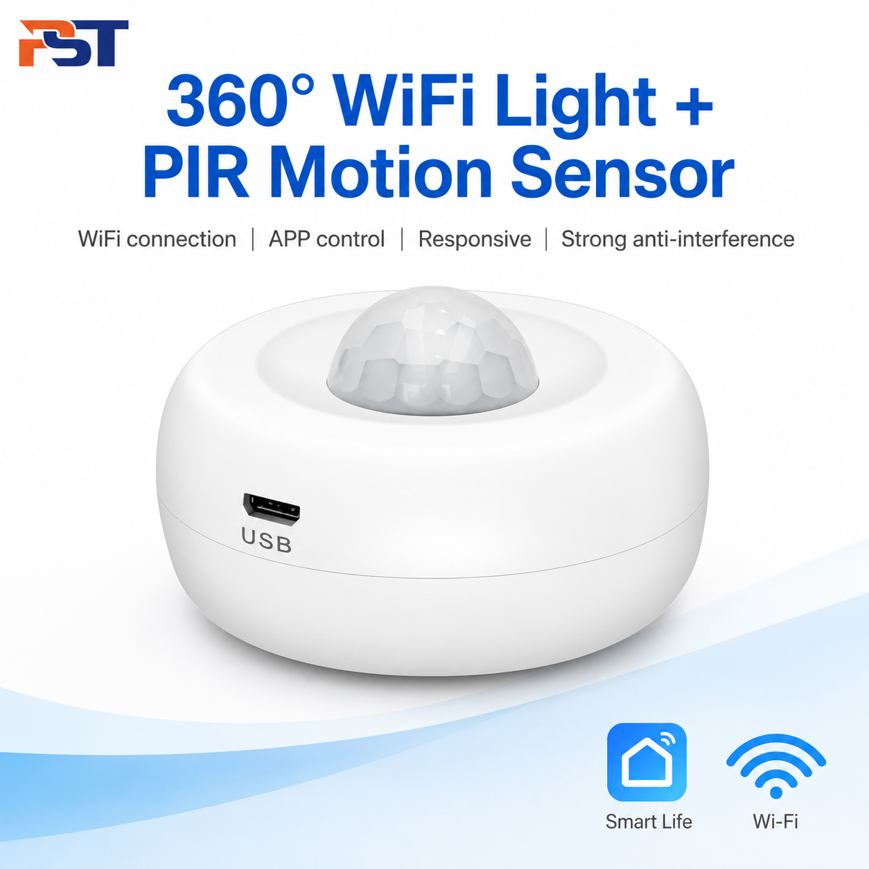 PST Wi-Fi Ceiling Motion & Light Sensor – 360° PIR, 6m Range