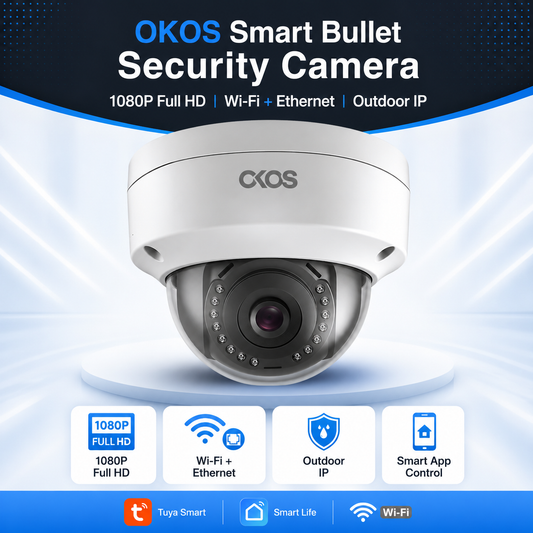 OKOS Smart Dome Security Camera | 1080P Full HD | Wi-Fi | Pan & Tilt