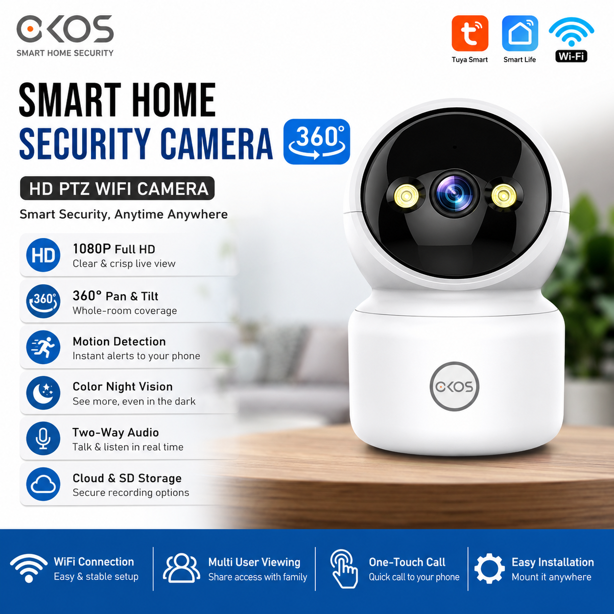 OKOS Smart Wi-Fi 360° Indoor Security Camera | 3MP / 5MP