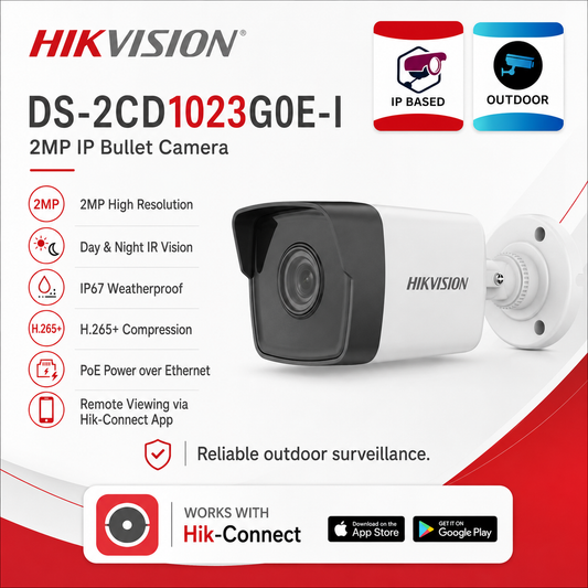 HIKVISION 2MP IP Bullet Camera (PoE, 4mm, 30m IR, H.265+)