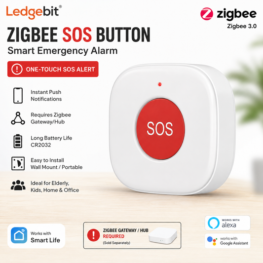 LEDGEBIT Zigbee SOS Button – Smart Emergency Alarm