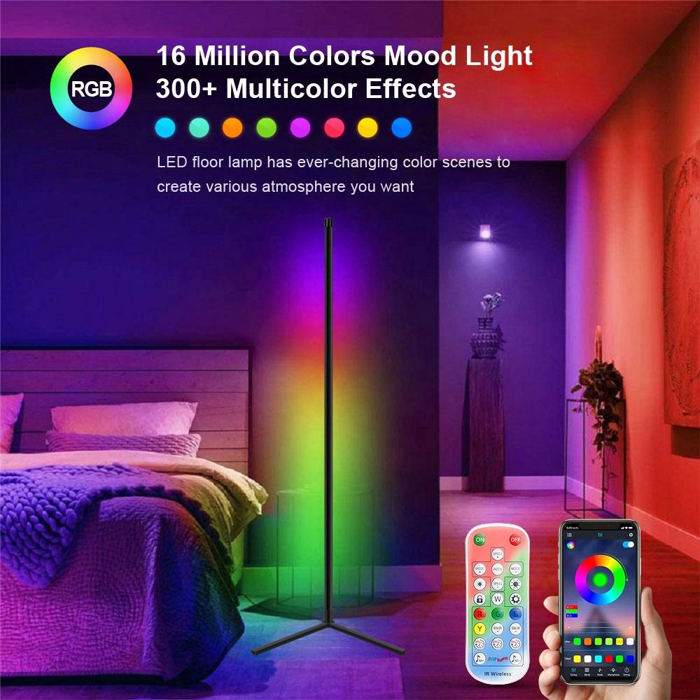 PST-QJD-01 Smart Wi-Fi & BT RGB Magic Colour Corner Floor Lamp – 1.2 m