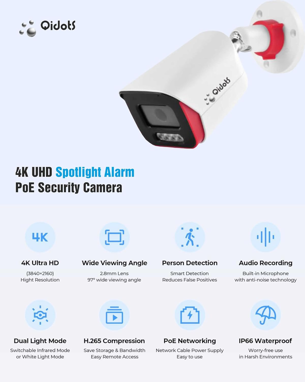 4K 8MP PoE Bullet Camera System 8-Channel Recorder 1TB HDD 4-Pack