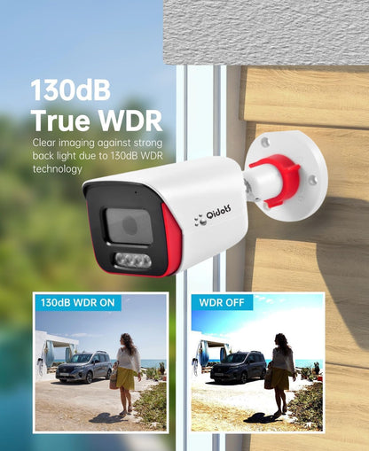 QHIK-8MP 8MP PoE Bullet Camera 4K 3.6MM Night Color 8-Pack