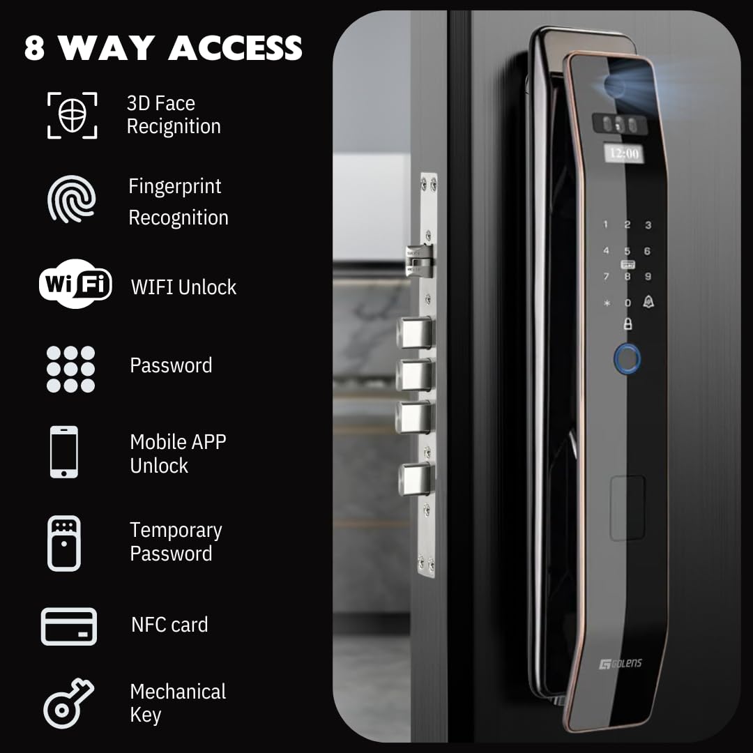 Golens X110Pro Smart Digital Door Lock 3D Facial Recognition Black