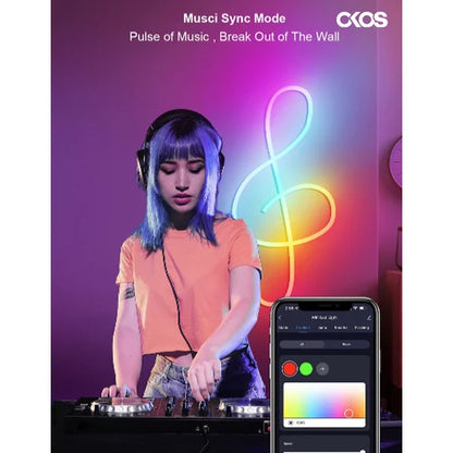 OKOS Smart RGBIC LED Neon Rope Light – 5 Metres | Wi-Fi App & Voice Control