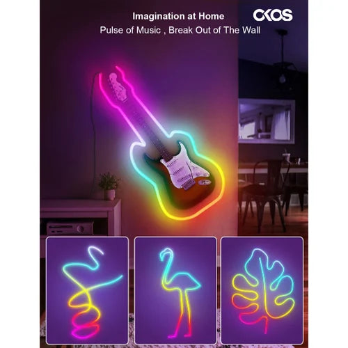 OKOS Smart RGBIC LED Neon Rope Light – 5 Metres | Wi-Fi App & Voice Control