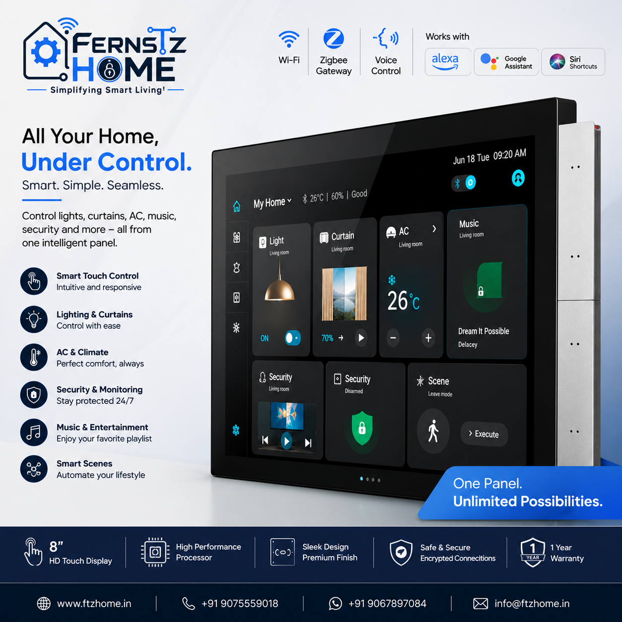 10.1" FTZ  S9E Smart Home Control Panel - Zigbee + BT