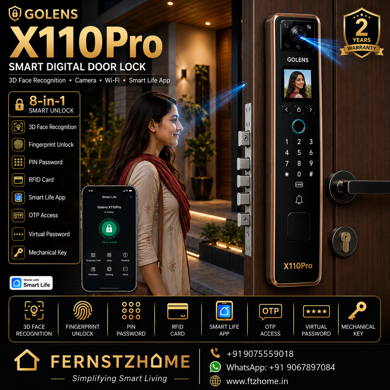 GOLENS X110 Smart Digital Door Lock